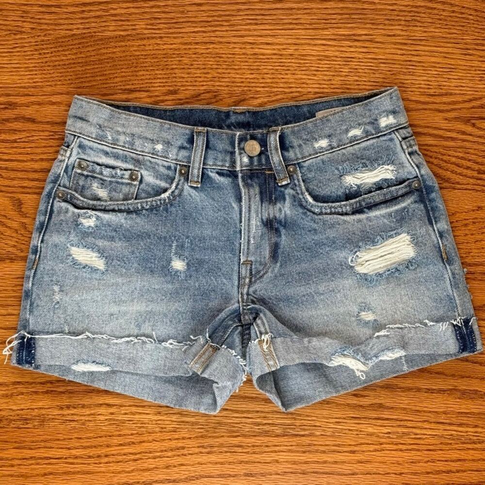 ALLSAINTS Distressed Cuffed Denim Mid-Rise Jean Short Sz 24 or 0